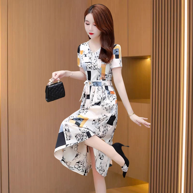 高端精致奢华品牌雪纺连衣裙子女2024夏季中年妈妈气质名媛高级感