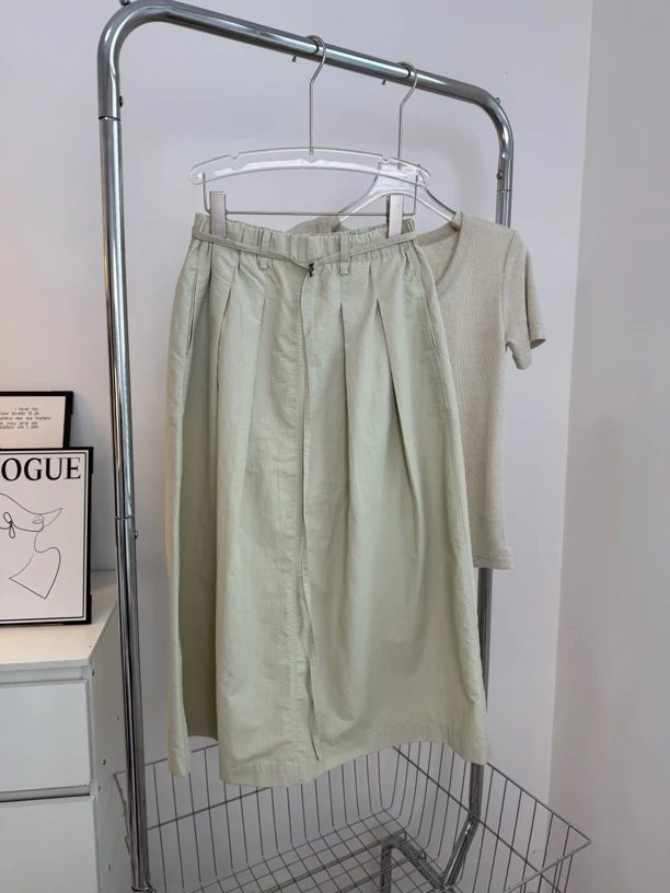 日系棉质半裙～高腰显瘦百搭舒适棉质宽松中长款半裙