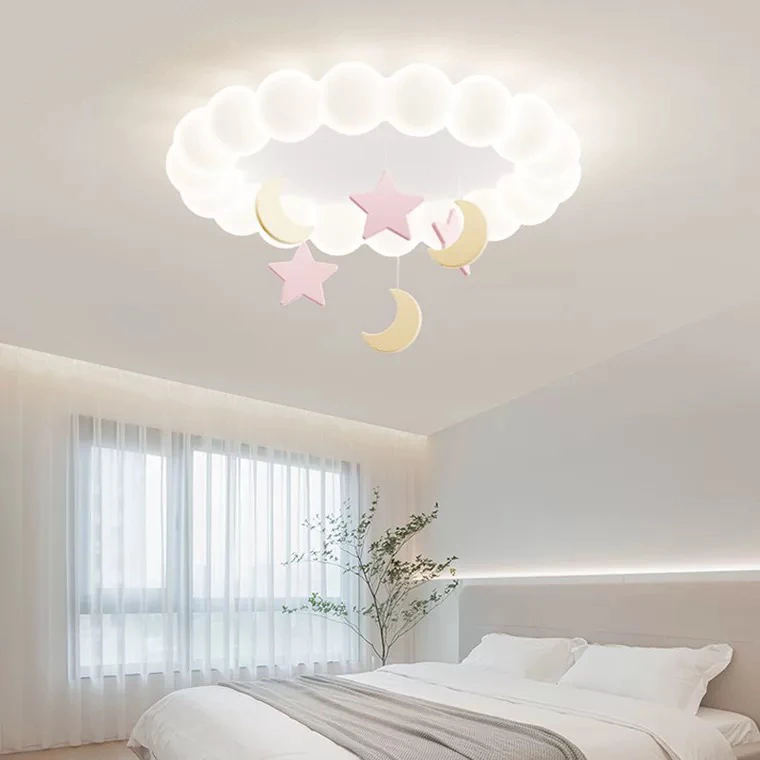 卧室书房奶油风奶油风云朵星月儿童房间吊灯