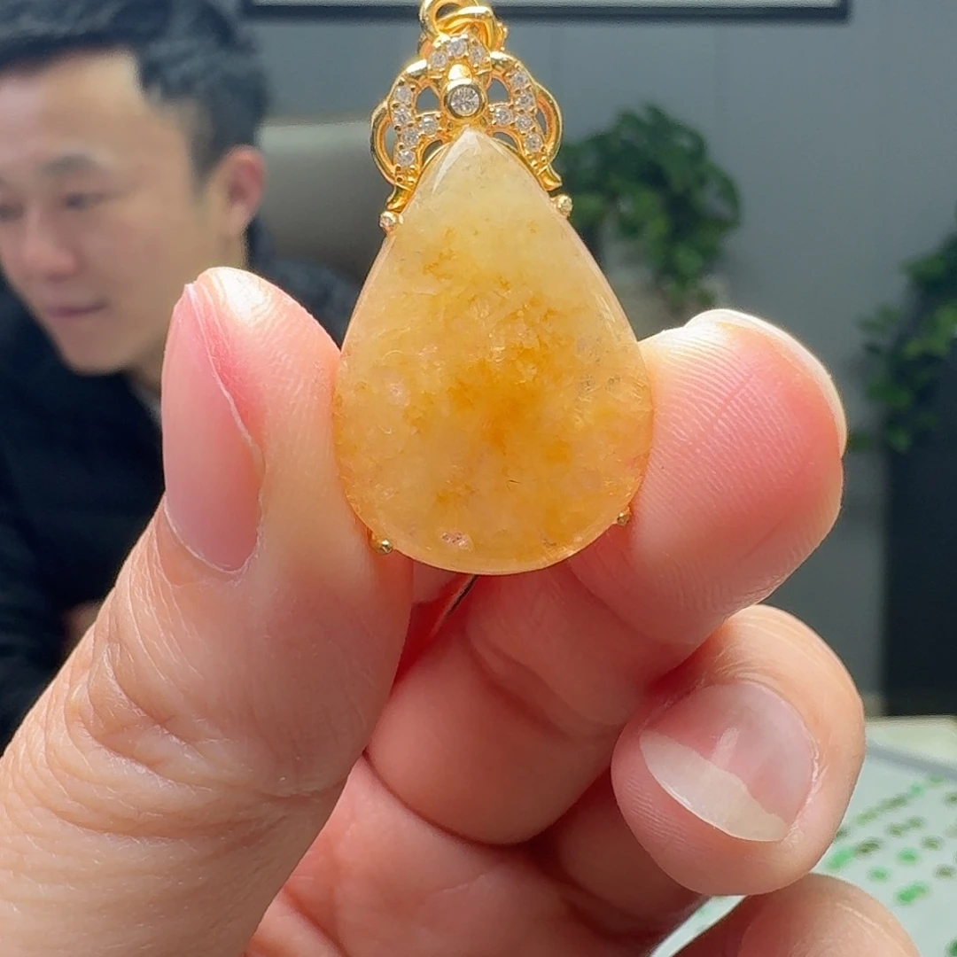 翡翠银S925镶嵌吊坠(不含链)天然