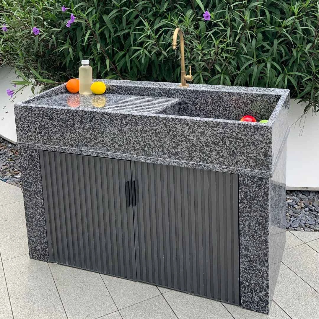 洗衣台盆一体大理石户外庭院水池单槽洗衣池带搓板洗衣水槽一体柜