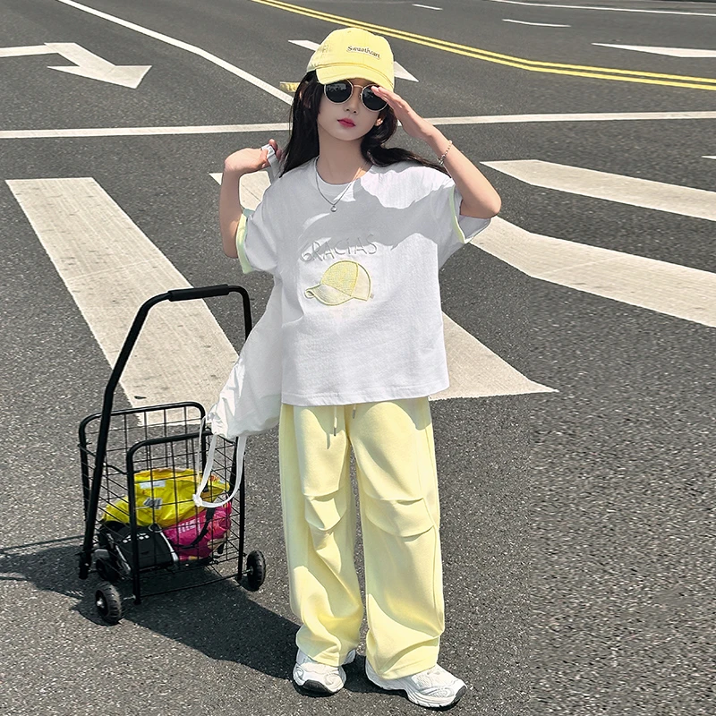 女童夏装套装洋气韩版儿童休闲裤两件套6-12岁潮款高级感中大童装