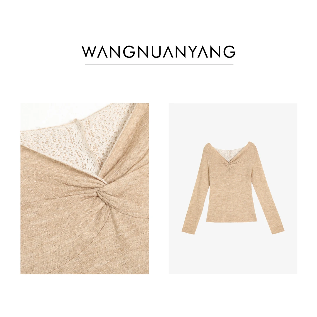 【WNY】两相欢｜设计感前后两穿正反提花挑空针法收腰长袖针织衫