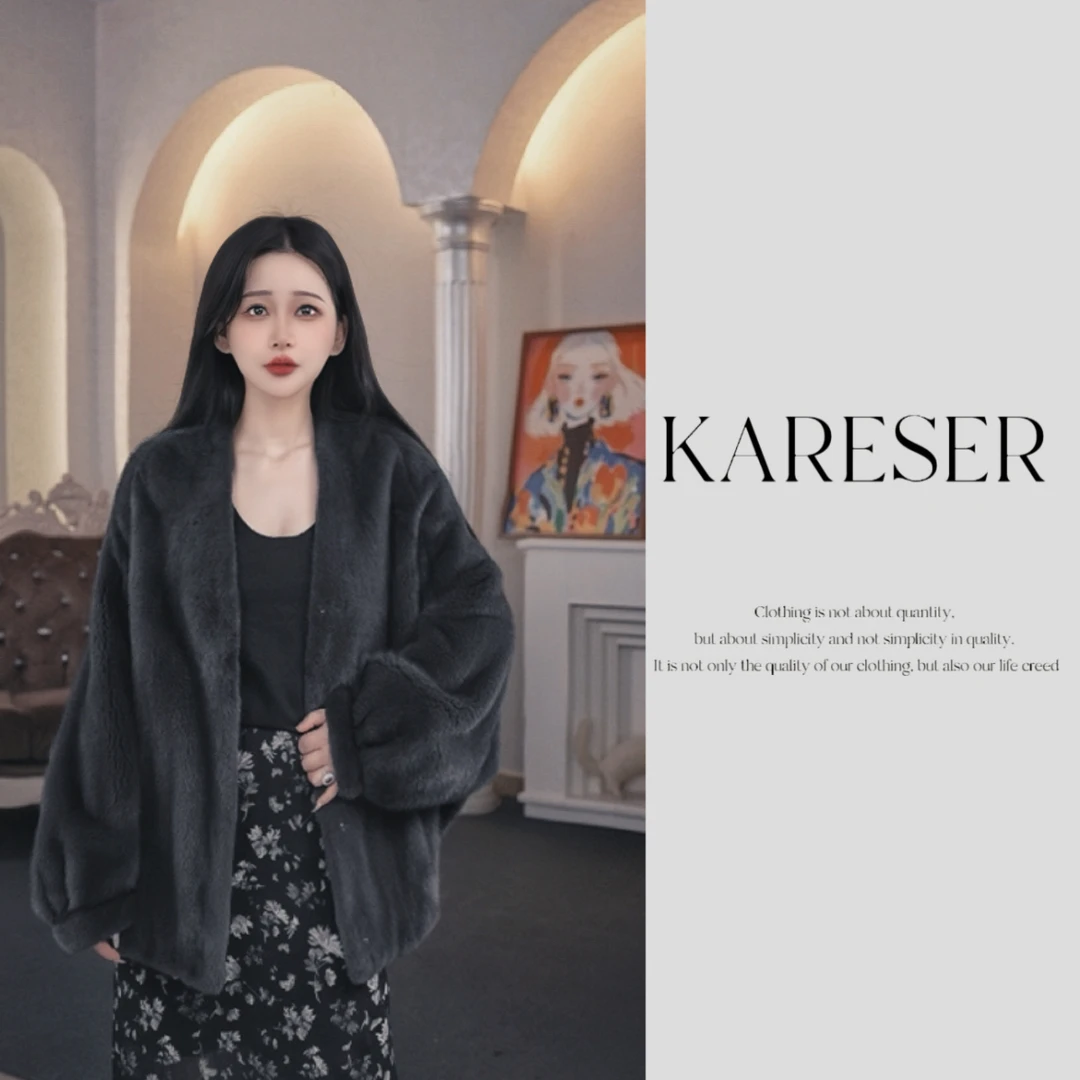 【貂依】307明星同款紫金天鹅绒短二蝙蝠袖水貂