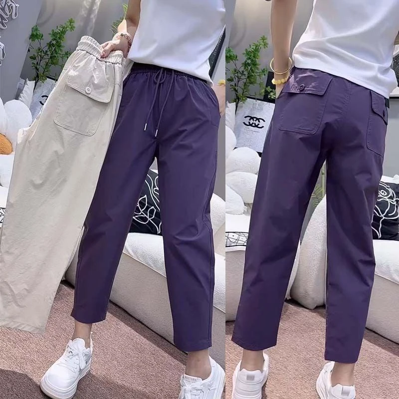 九分裤女直筒裤新款夏季高腰速干裤哈伦裤萝卜裤透气小个子显瘦薄