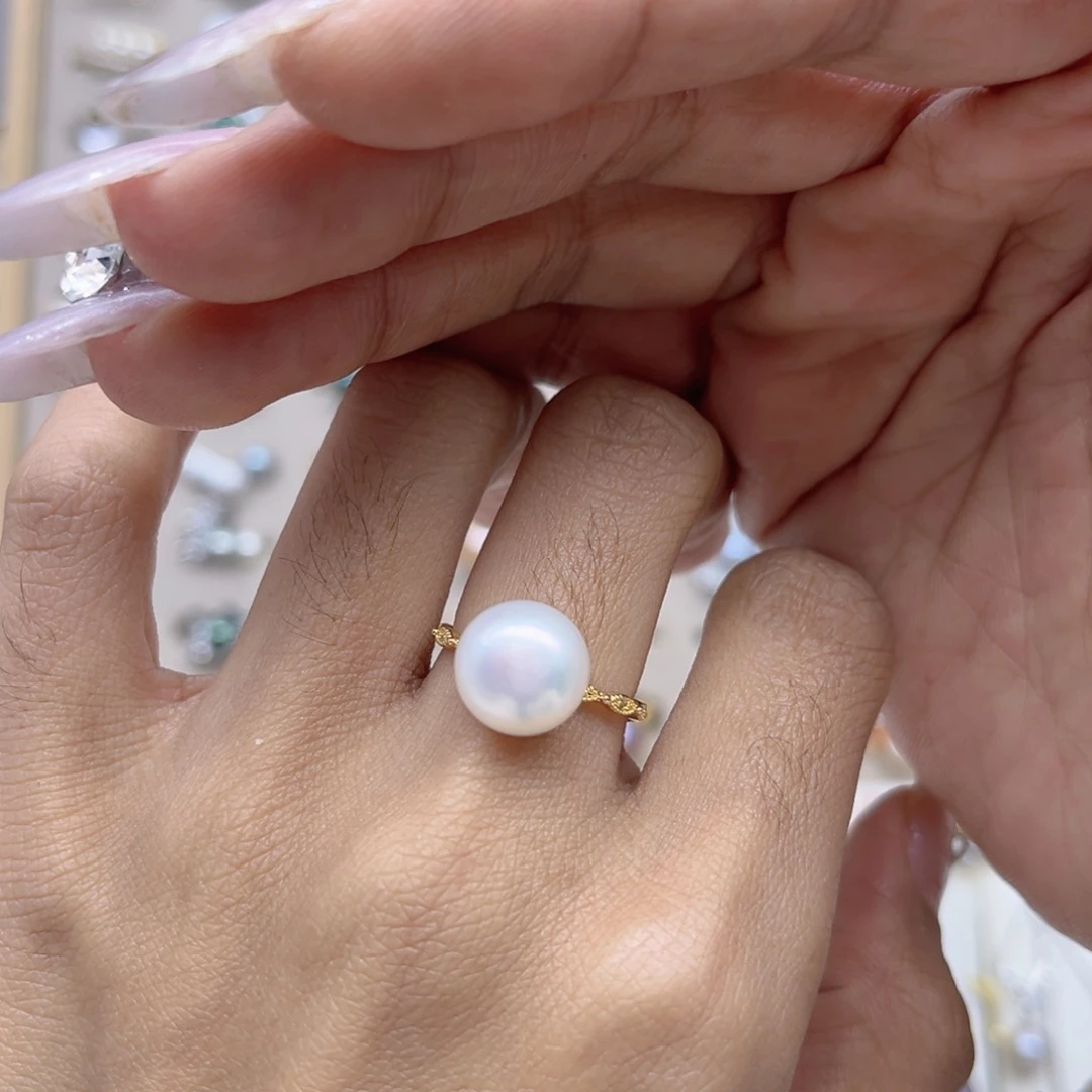 好***）合金淡水珍珠戒指