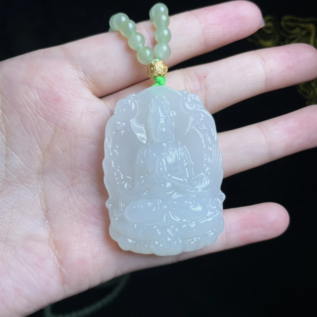 L【玉总珠宝】和田玉白玉观音-约47*34*11mm 多样性发一 CAN2310204