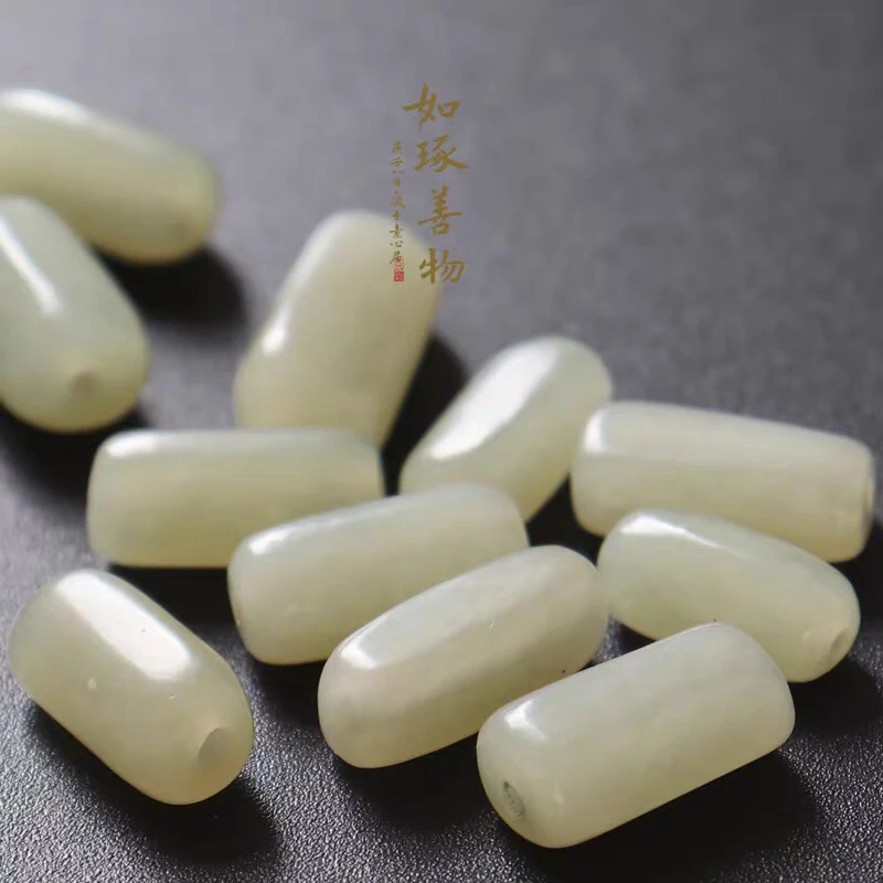 天然和田玉随形配珠 长形珠 diy文玩手作手串项链吊坠隔珠配饰