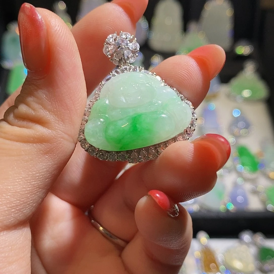 翡翠银S925镶嵌颈饰天然翡翠
