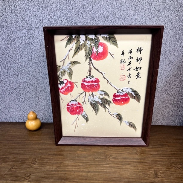 十寸手写手绘摆台-24*29-雪景柿子