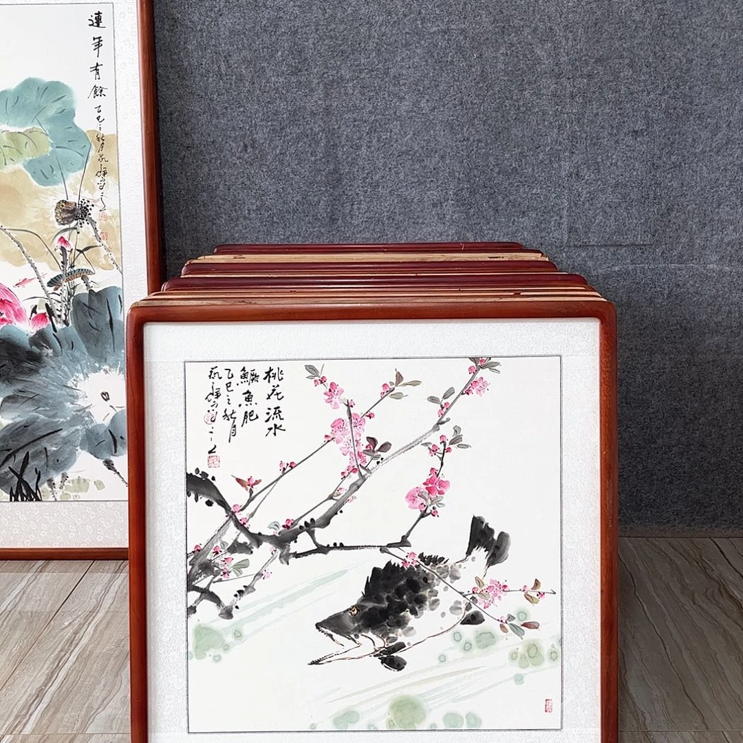 国画书画作品带框63×63