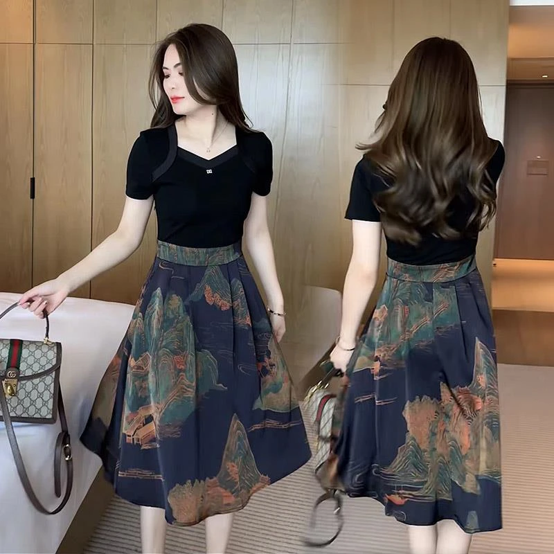 【JRXR女装】女装夏款连衣裙新款今年流行时尚洋气质减龄假两件套