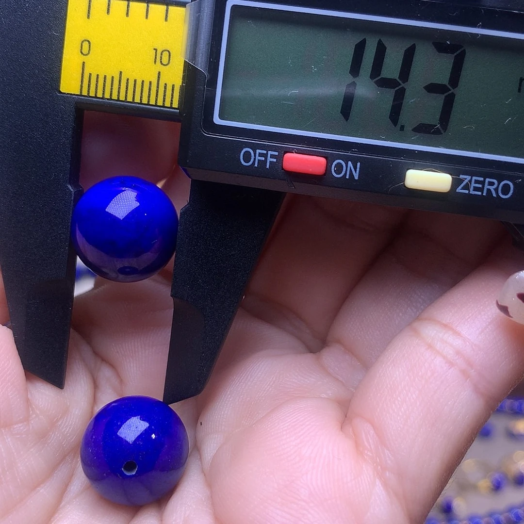 花***兰青金石未镶嵌14.3m一对珠