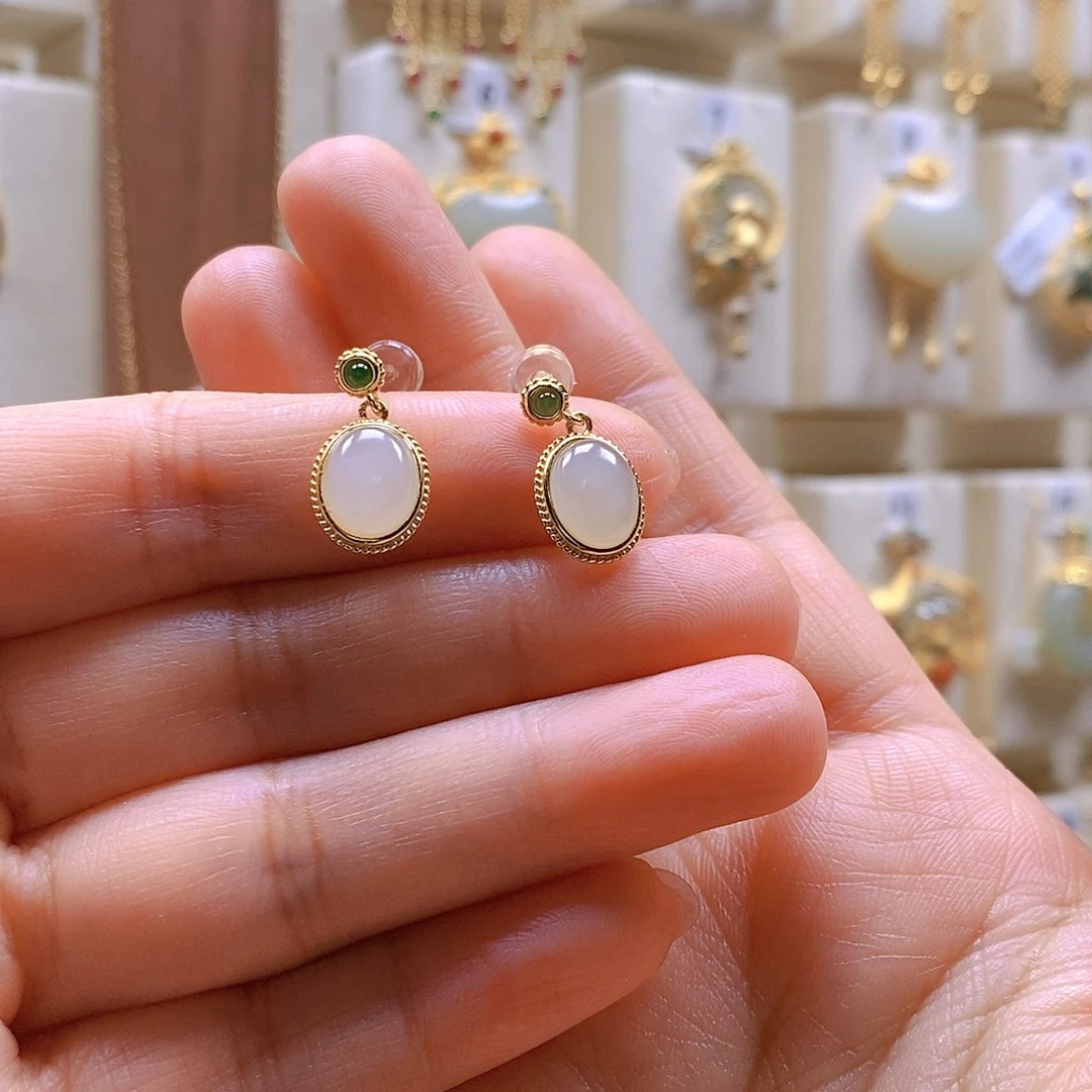 和田玉颈饰银S925镶嵌