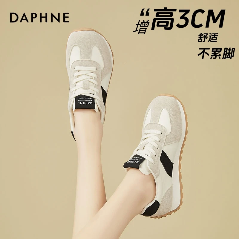 达芙妮复古显脚小德训鞋女2025春季新款阿甘鞋百搭圆头运动休闲鞋