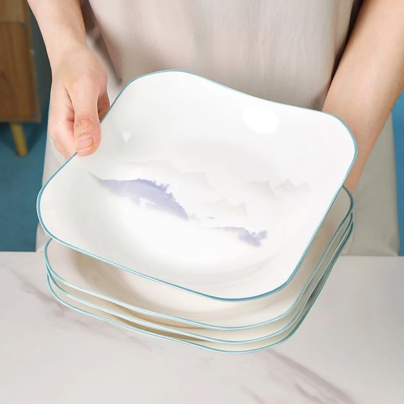 方盘陶瓷家用如意盘炒菜深盘碟子8英寸轻奢好看2025新款餐具简约