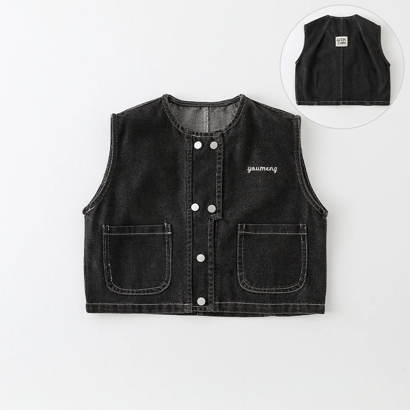 【博瑞妈】儿童马甲春秋新款男童韩版洋气纯色刺绣字母背心AW863