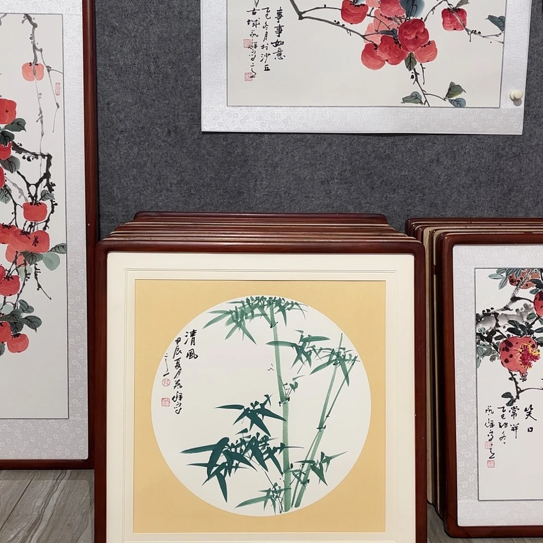 国画书画作品带框63×63