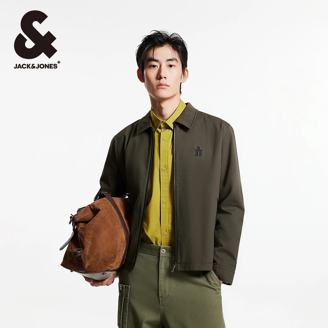 杰克琼斯新派简约新款挺括通勤略宽松翻领拉链夹克外套男生穿搭