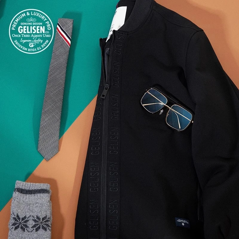 格里森GELISEN大码男装 胖子秋装百搭外套肥佬针织衫加肥加大夹克