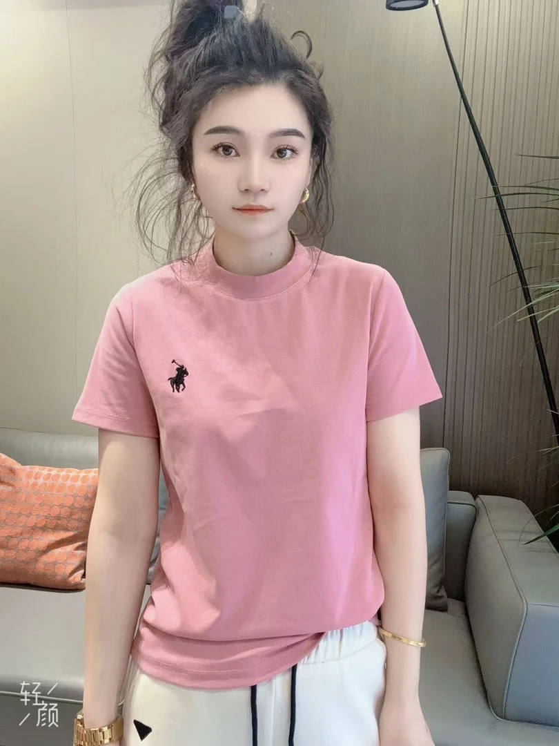 春季圆领刺绣款设计感百搭短袖显瘦女款上衣纯棉时尚休闲女士2501