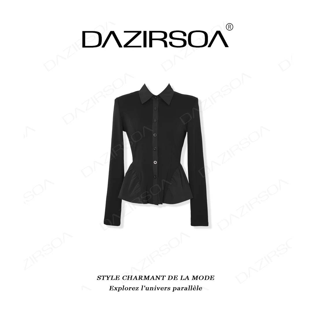 DAZIRSOA/达姿“所欲随心”时尚百搭拼接裙摆显瘦御姐开衫上衣 X063