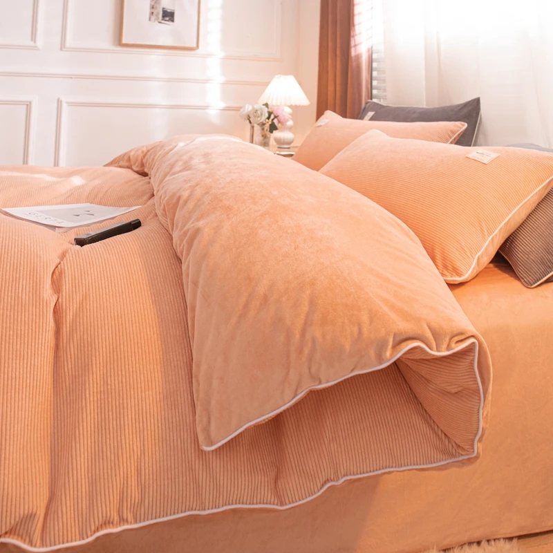 25新款婴儿绒四件套冬季加绒双面绒被套丝诺轻奢系床单单人床上用