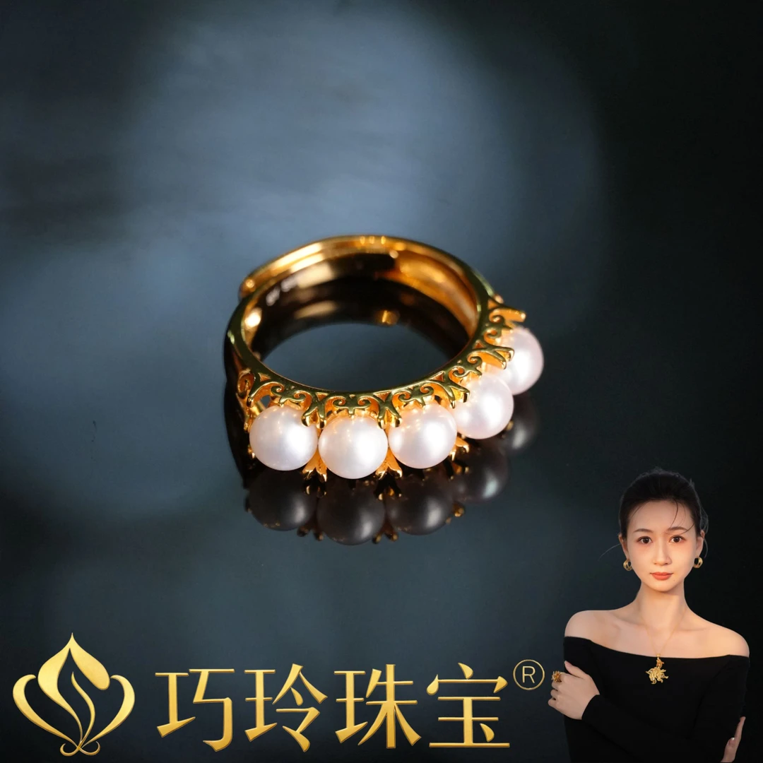 925银戒指 【巧玲珠宝】S925银 古风镶嵌 婉容戒指 经典时尚百搭