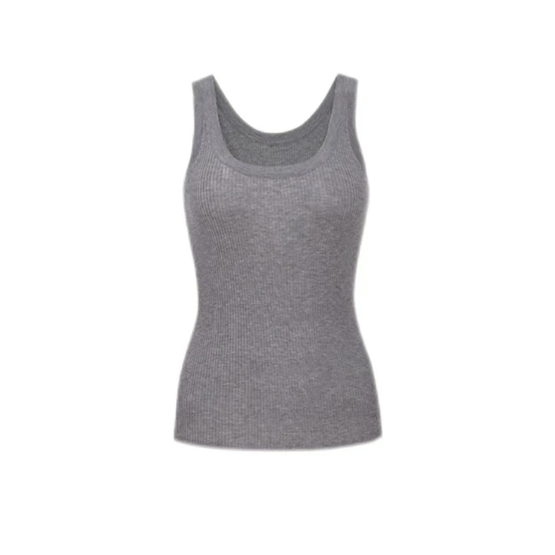 『朱小姐』桑蚕丝羊毛U领针织背心 G047