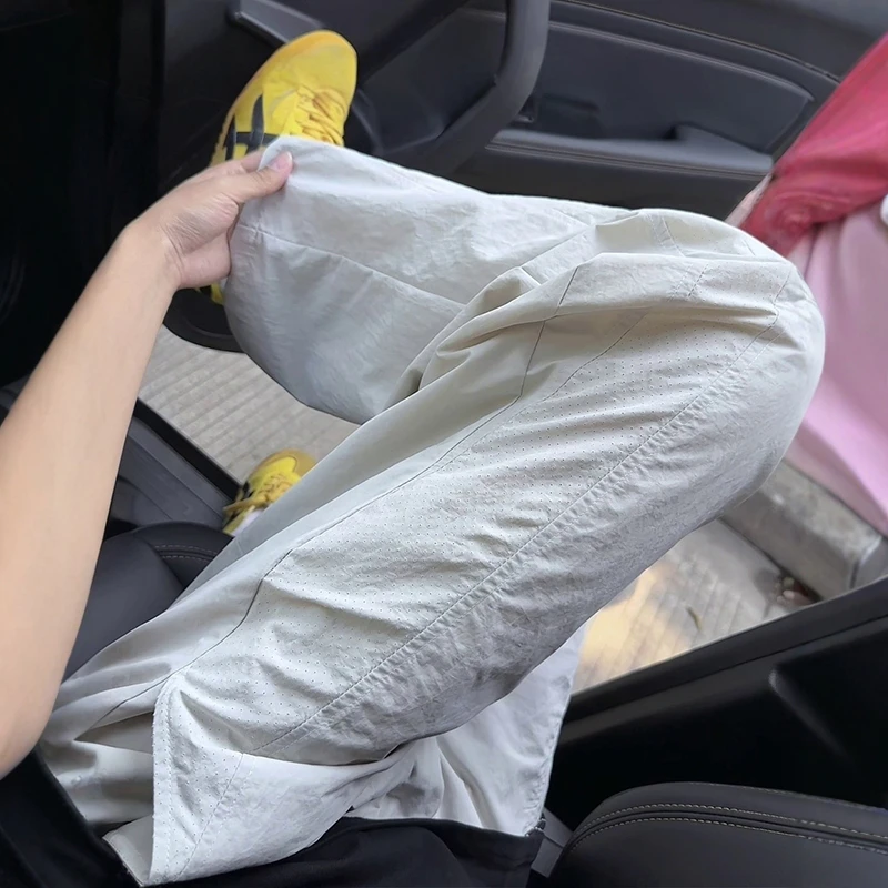 户外运动网眼透气速干裤男款夏季冰丝凉感休闲裤子宽松直筒阔腿裤