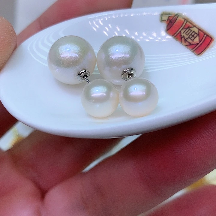 银S925镶嵌耳饰淡水珍珠