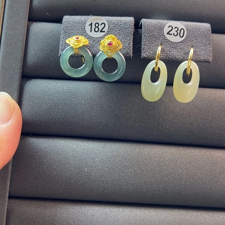 和田玉未镶嵌耳饰通体纯银天然a货翡翠和田玉耳饰