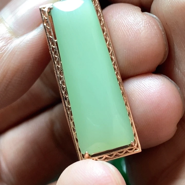 和田玉（碧玉）挂件银S925镶嵌