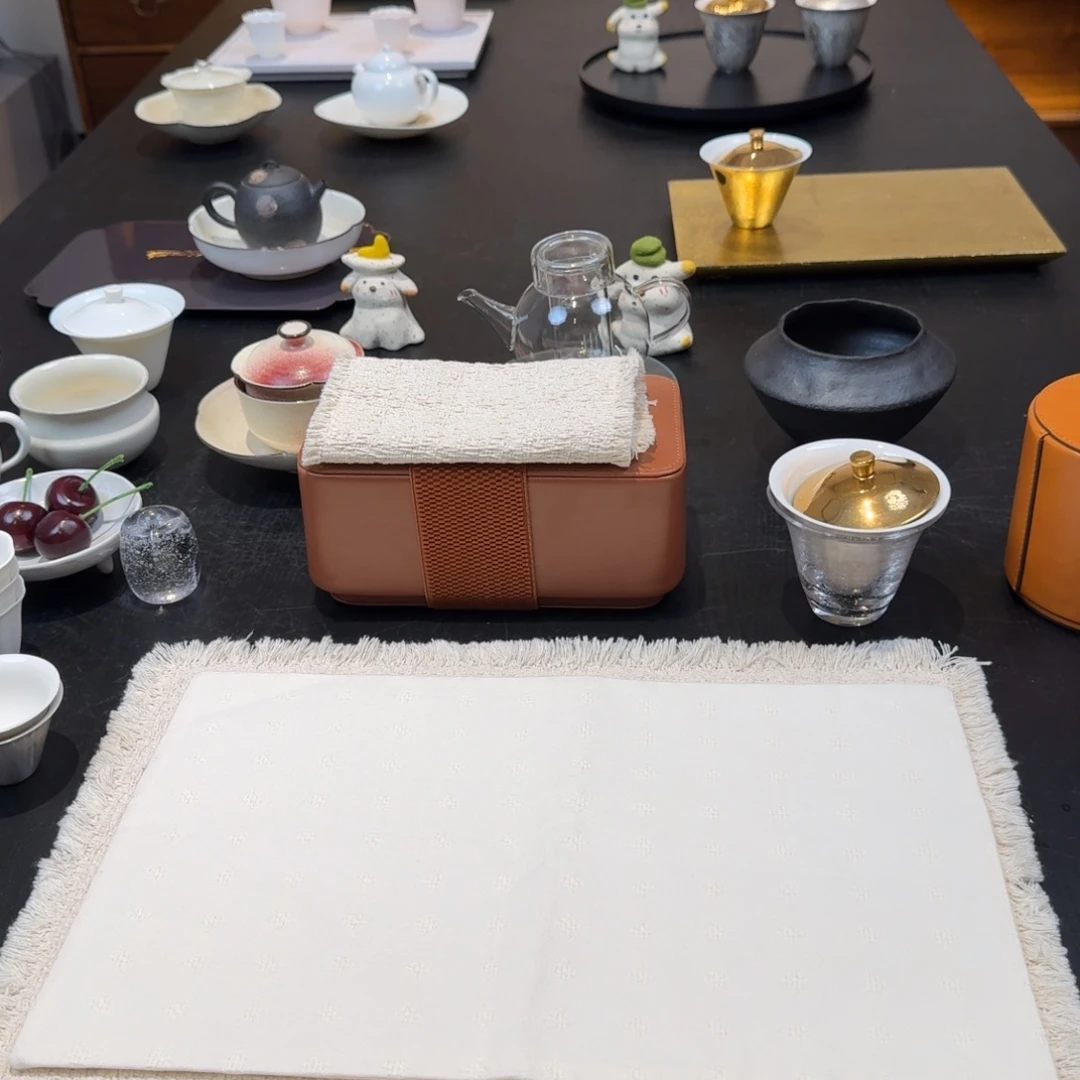 小碎花+流苏茶席2件套