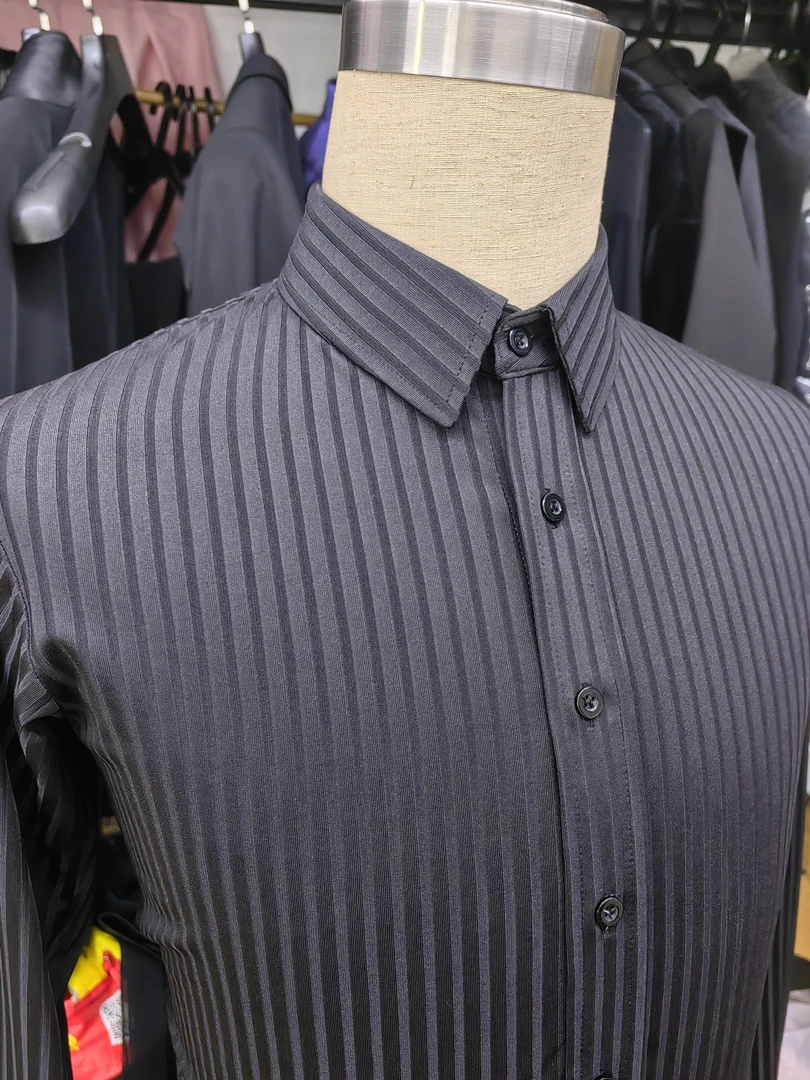 伍氏摩登舞服衬衫国标舞服短短袖弹力水晶麻