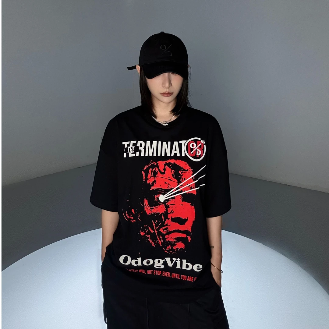 O-DOG 终结者印花短袖 酷潮街头美式休闲舞者嘻哈透气街舞odog