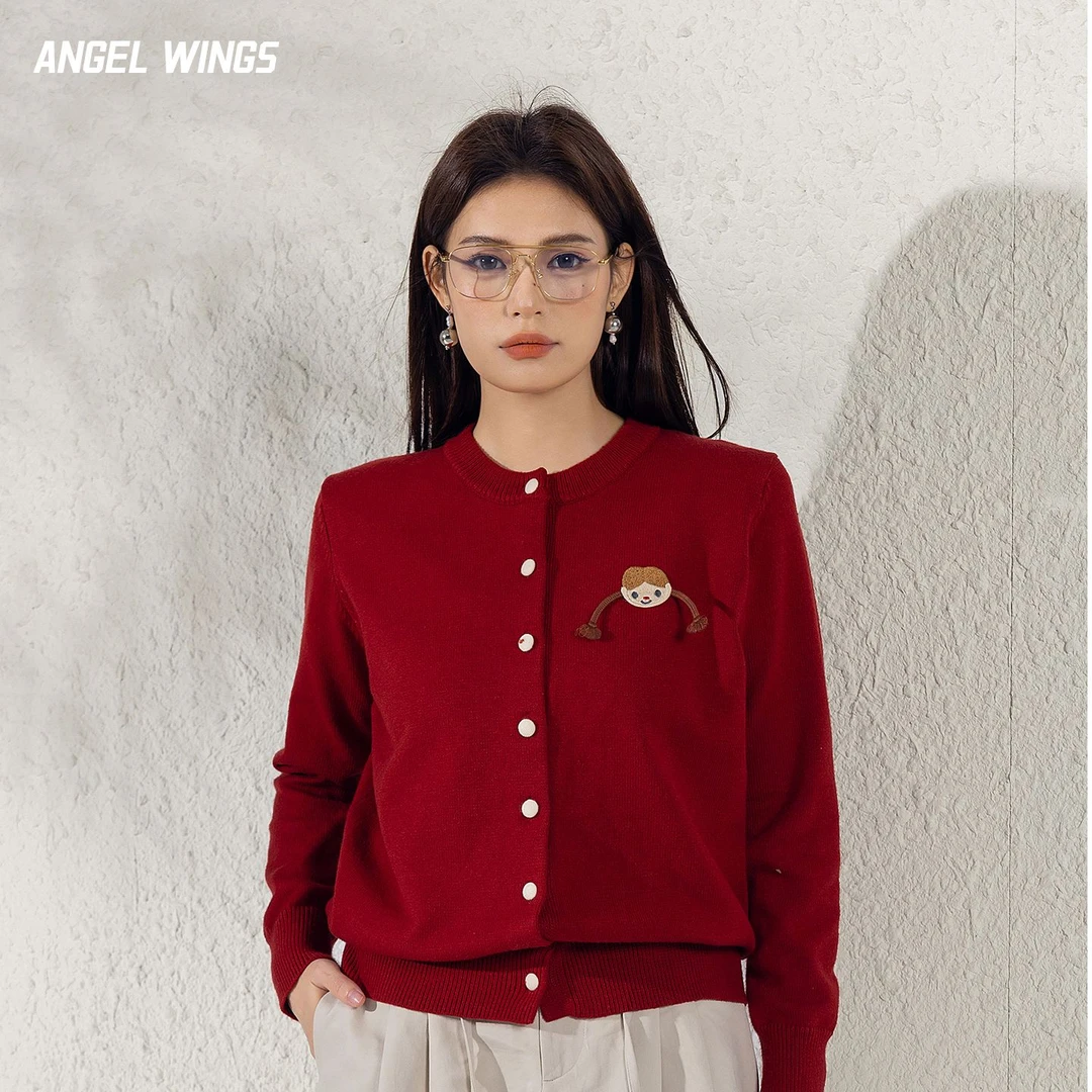 加厚/厚款 娃娃刺绣针织衫开衫/专业大码女装设计/显瘦百搭