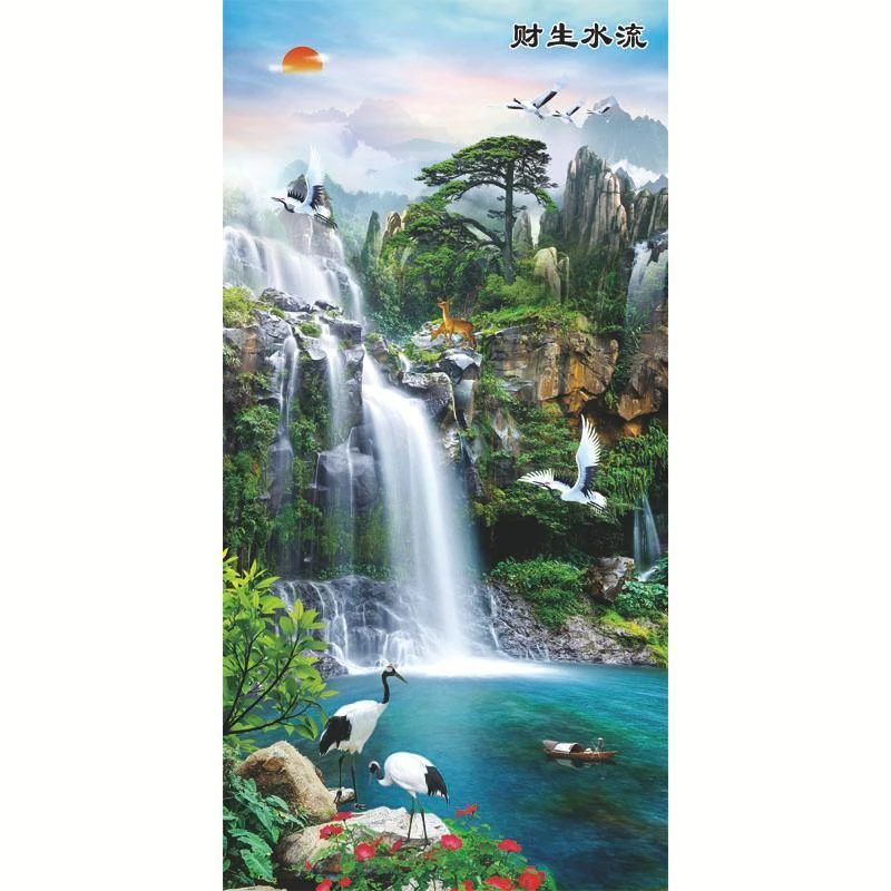 山水厕所整张装饰贴画墙纸自粘墙贴风景门贴纸墙壁玄关卫生间画贴