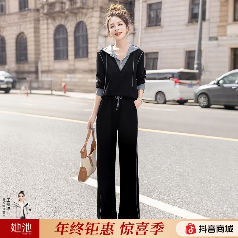 丝柏舍2025棉冬装新款女装上衣搭休闲裤两件套时尚套装S53B4472N