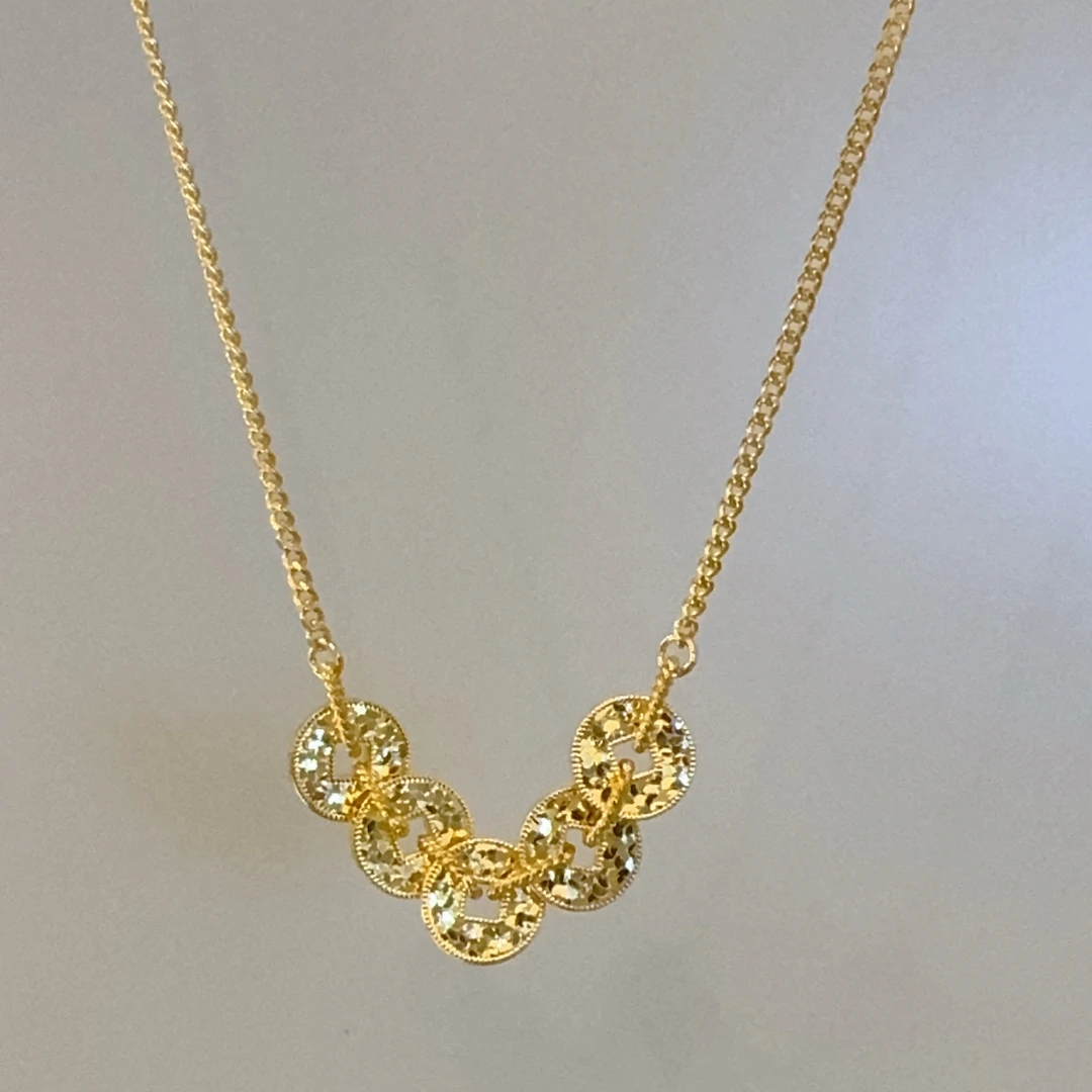 足金 999 五帝钱碎冰冰套链