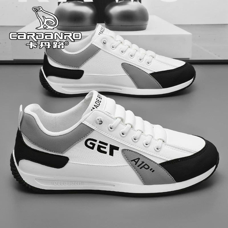 意大利卡丹路一脚蹬男鞋冬季皮面防水阿甘运动板鞋男士休闲小白鞋