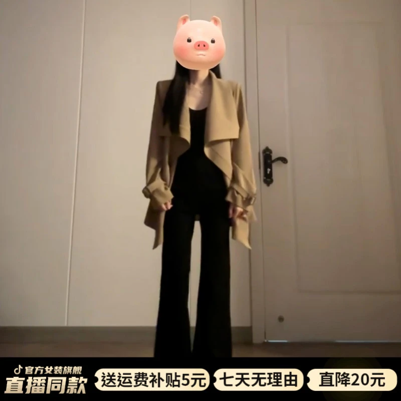 慵懒松弛感韩系卡其色长袖休闲秋季外套女2025爆款洋气高冷酷飒