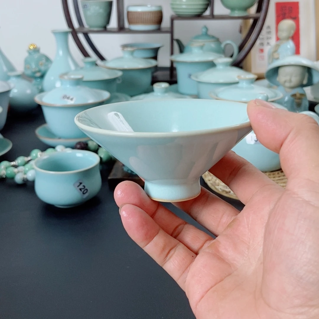 0*5一级品赵琳天青釉斗笠杯