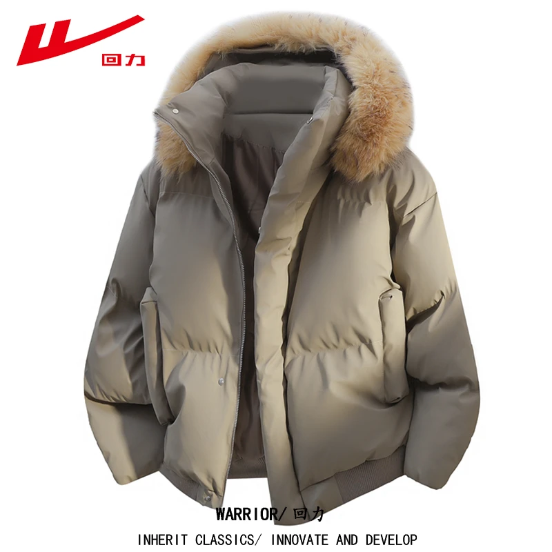 Warrior/回力加厚棉衣保暖男女同款连帽短款耐磨秋冬复古风棉服