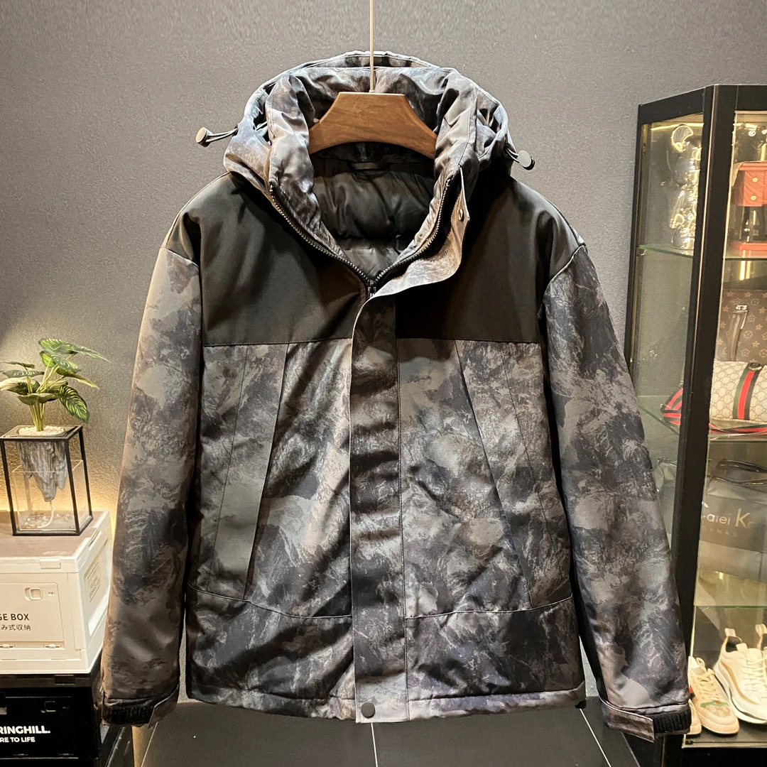 哈珀林恩冬季高端羽绒服男时尚连帽可拆迷彩机能户外御寒外套