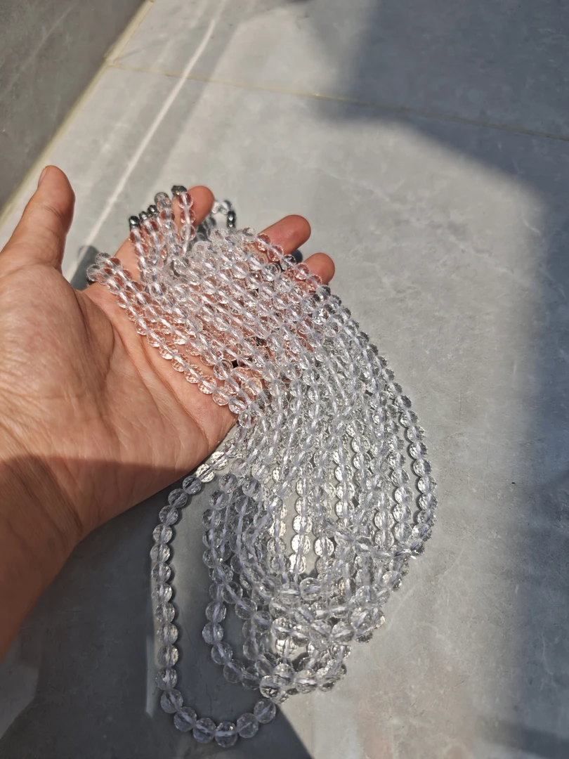 天然冰糖白水晶7加手工钻石切面128切面塔链项链微瑕时尚百搭