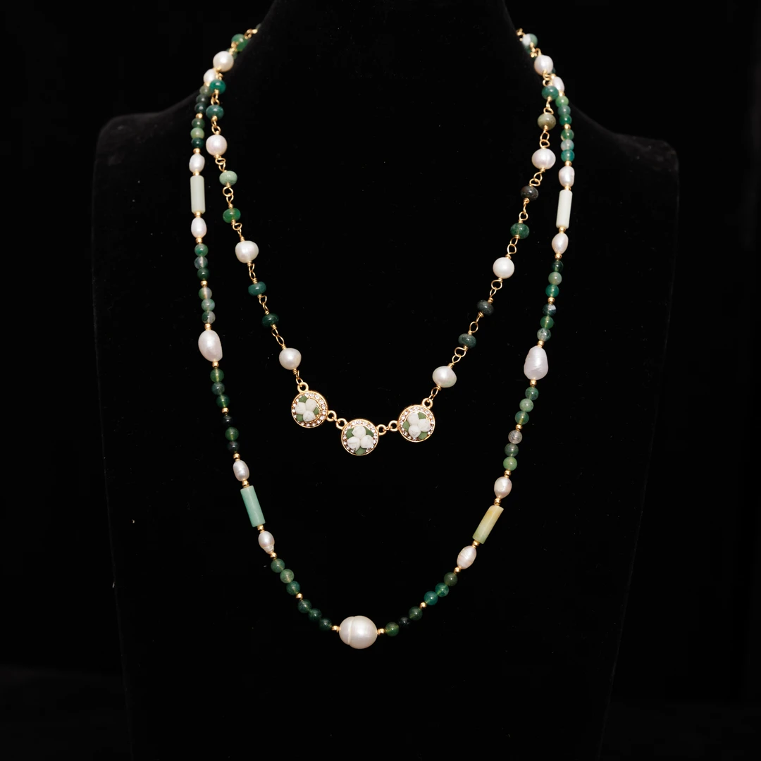 铜合金琉璃项链 复古双层琉璃项链 xl0188