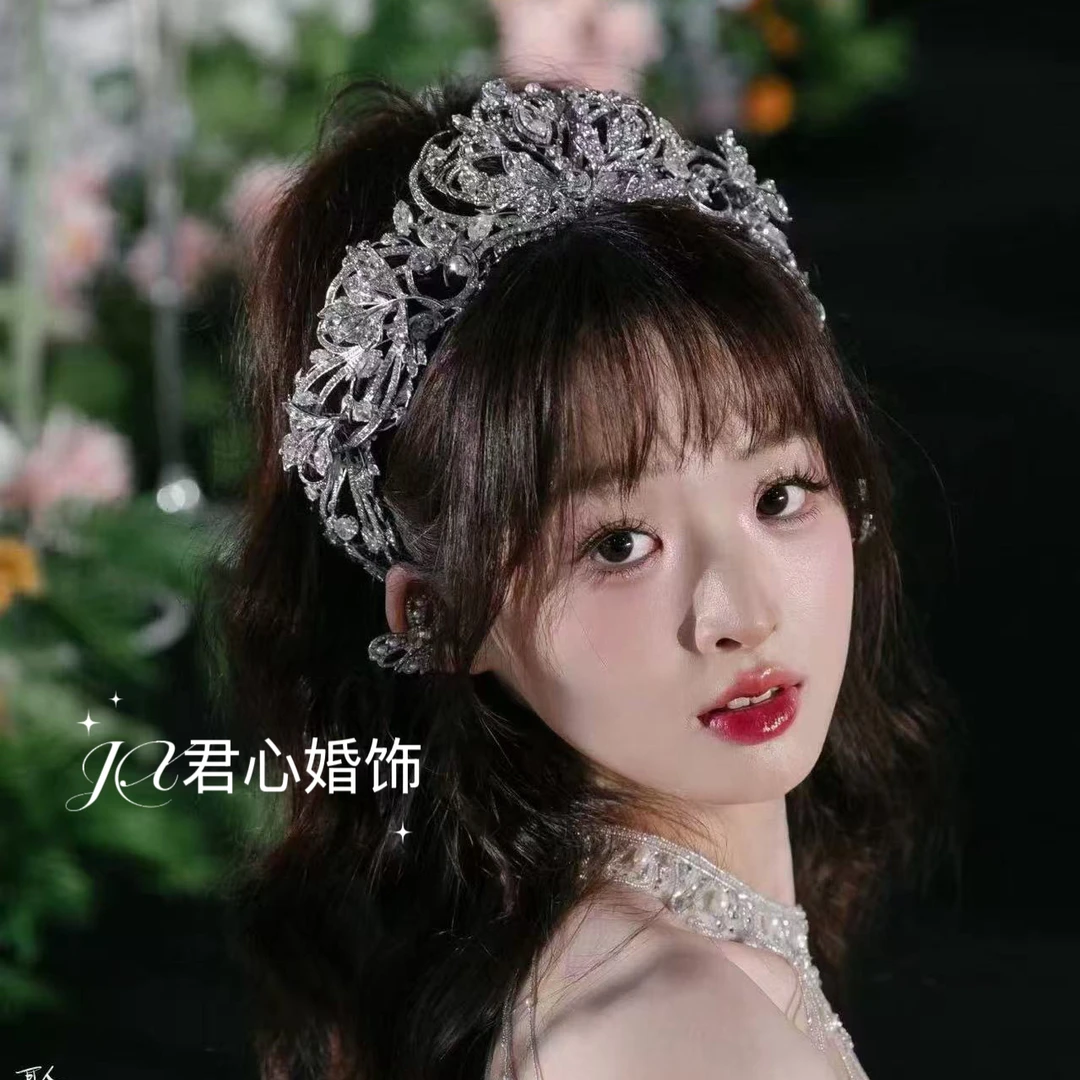 君心家 6971ETE高品王冠纯铜锆石高级感王冠新娘婚纱头饰