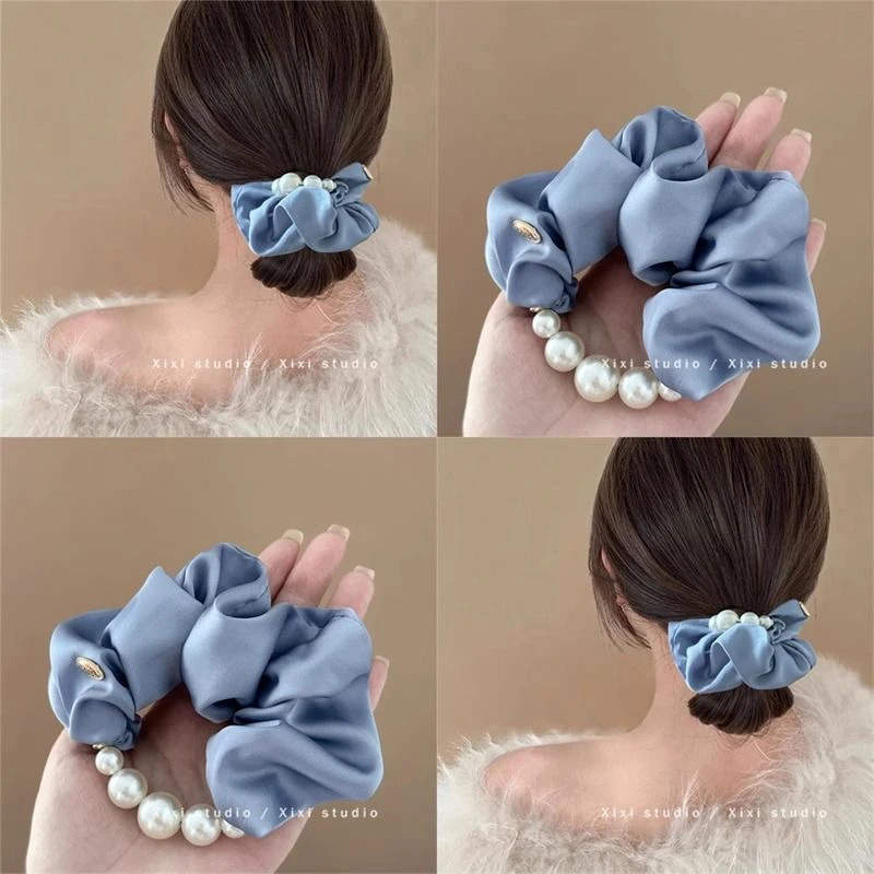 ins夏天挚爱!珍珠蓬松专用发圈!头绳发绳皮筋大肠女盘发器头花