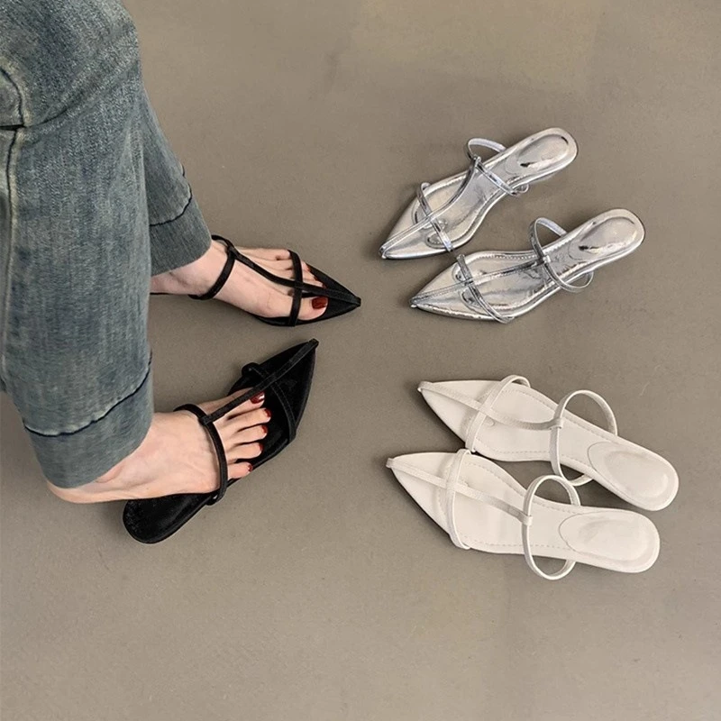 简约女士拖鞋女夏季外穿小众高级感新款法式气质仙女晚风低跟凉拖